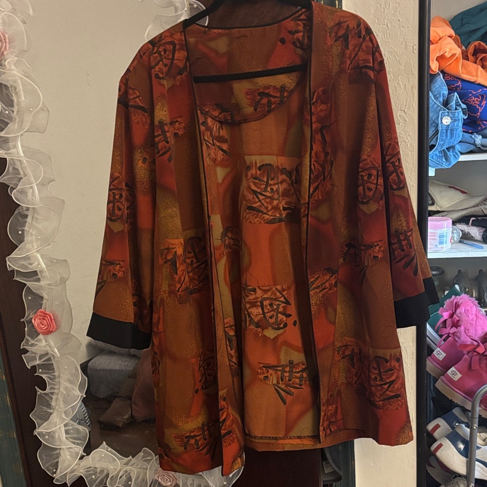 Vintage Style Orange Kimono Jacket